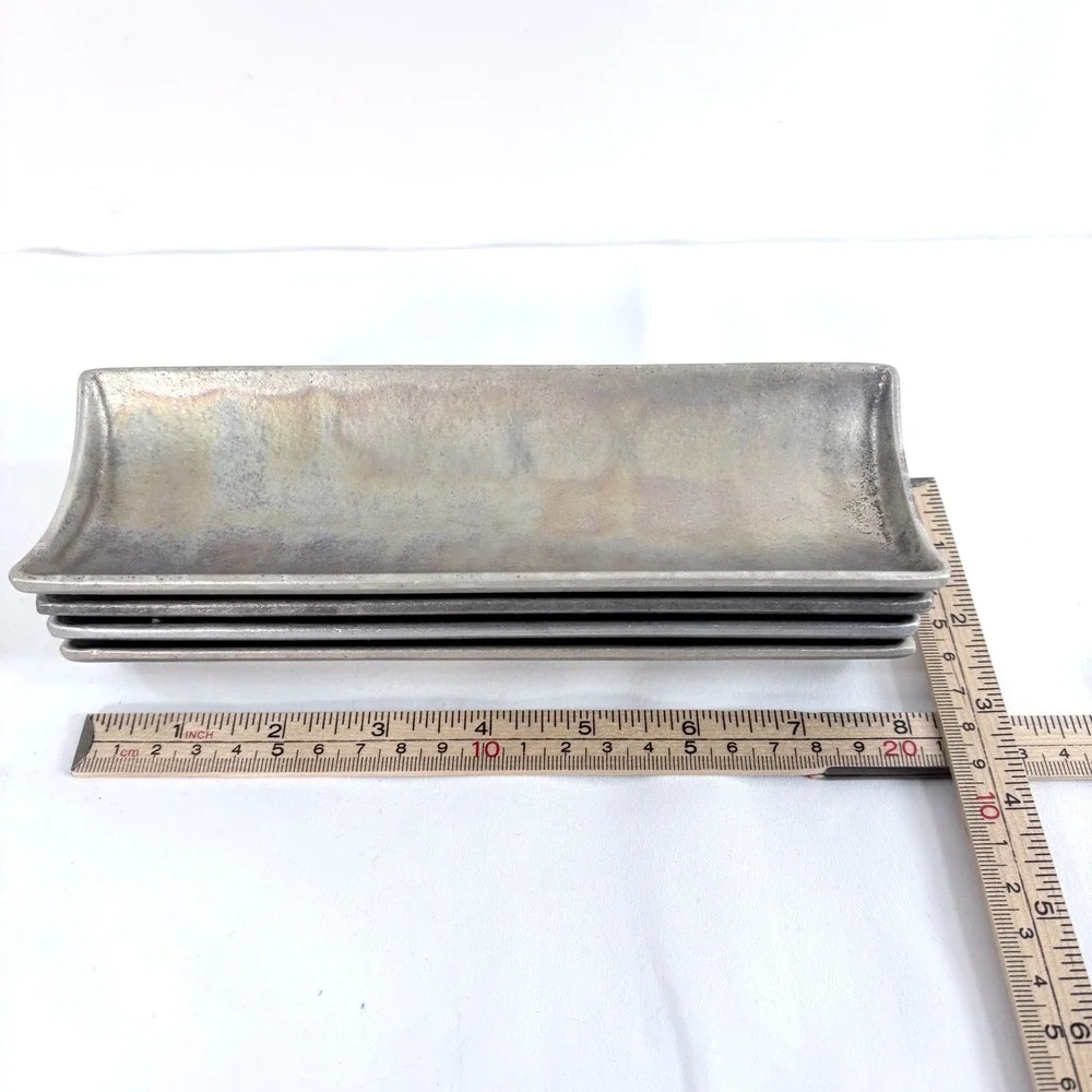 Wilton Armetale Corn on the Cob Trays Silver Pewter RWP Rectangular Set of 4 9